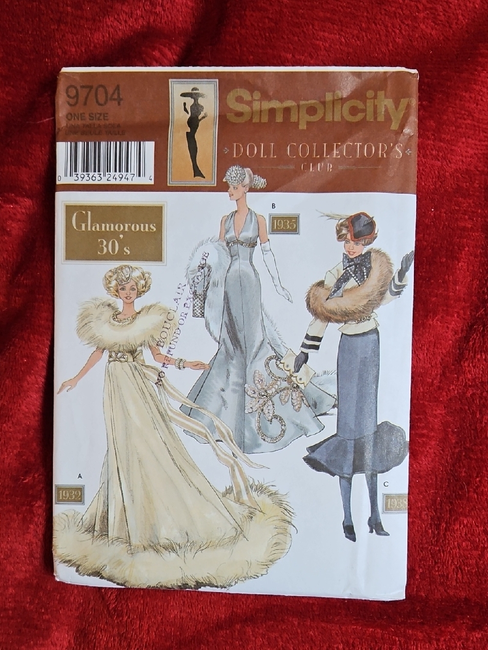 Simplicity Uncut Barbie Doll 1930s Fashion Sepwing Pattern